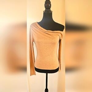 Women's Off-Shoulder Tan Sweater
